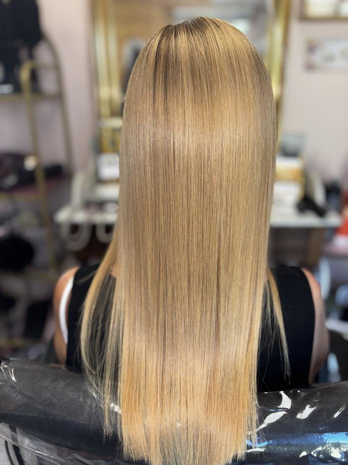 Lissage blond long